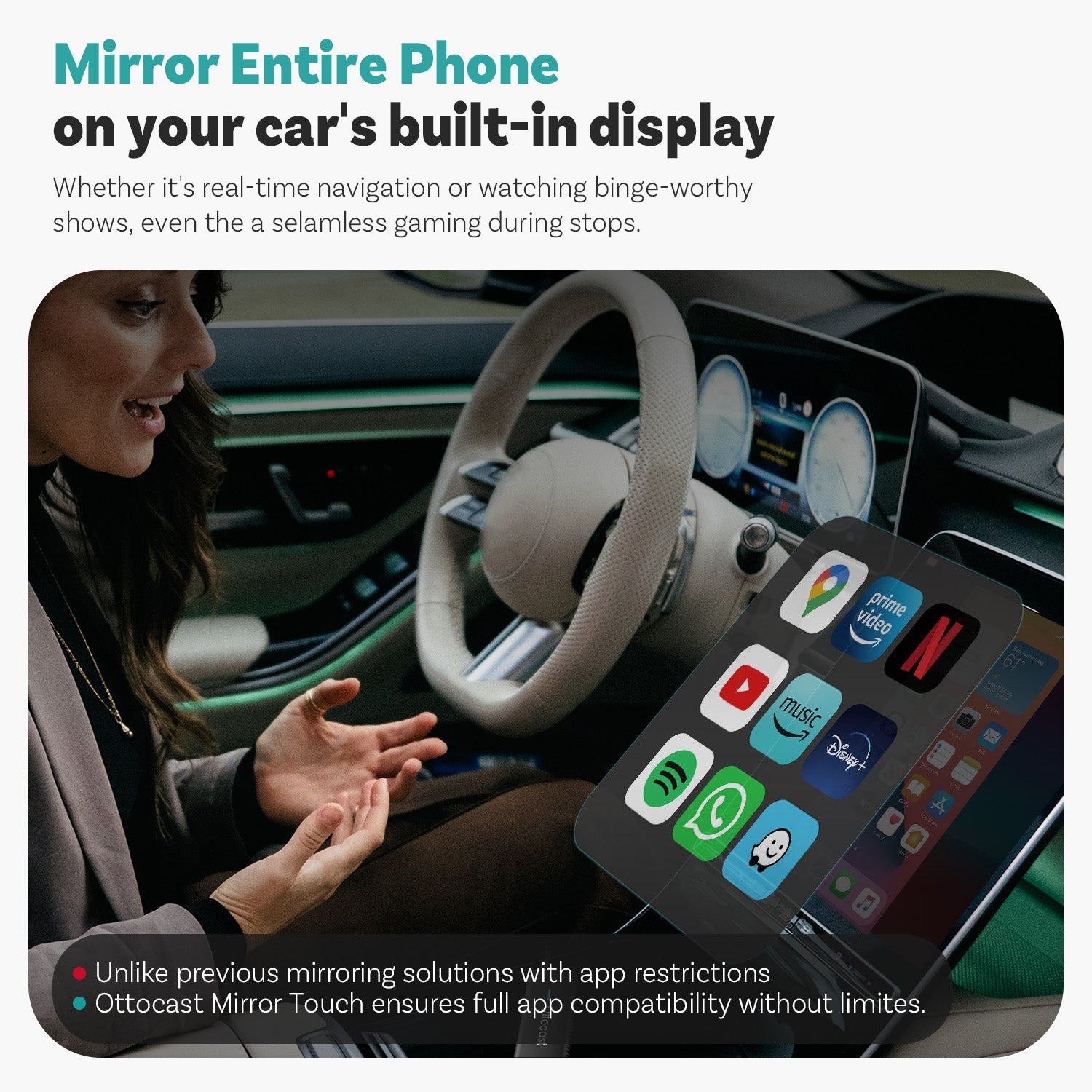 (🎉Summer Sale 40% OFF) Ottocast® Mirror Touch Adattatore Wireless CarPlay