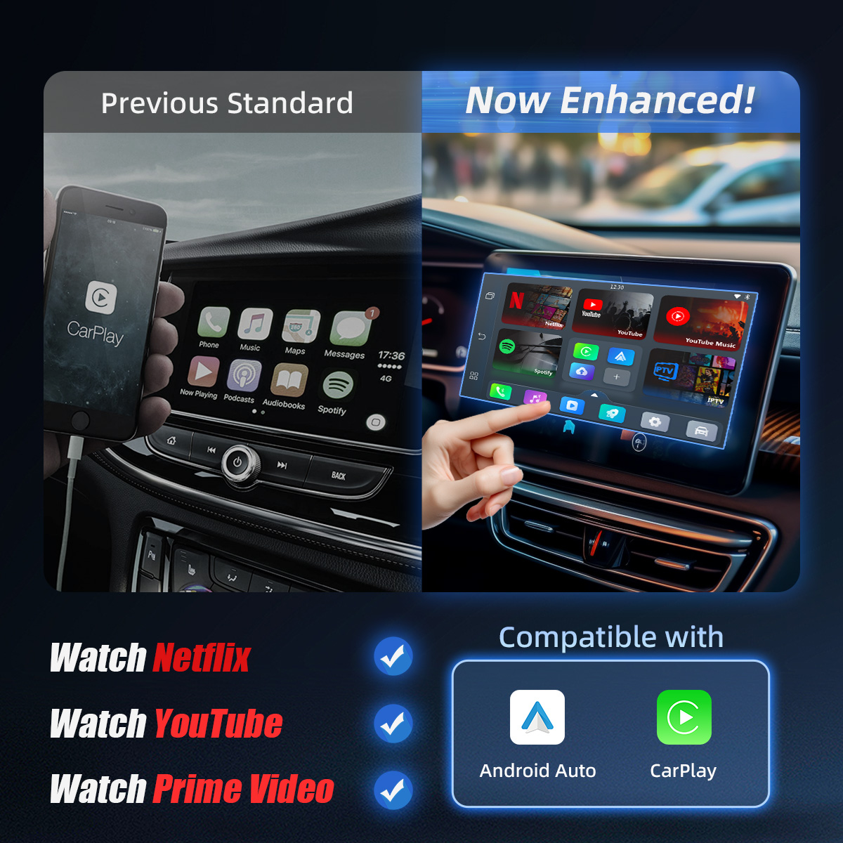 Play2Video Pro Wireless CarPlay/Android Auto All-in-one Adapter