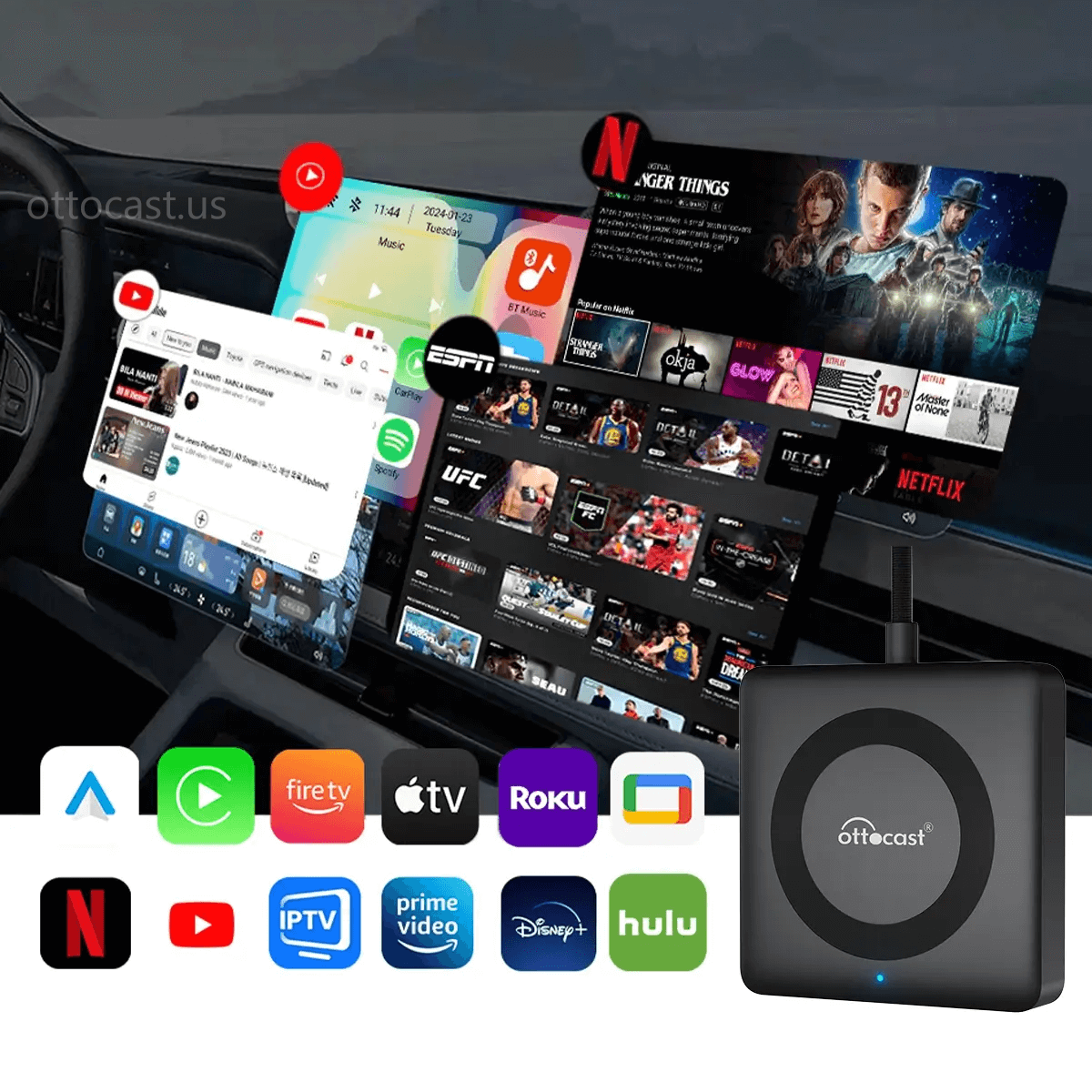 (🎉Summer Sale 40% OFF) 2025 New Upgrade Car TV Mate Pro | HDMI Streaming + Fire TV Sticks + Screen Mirroring & Wireless CarPlay Android Auto Adapter