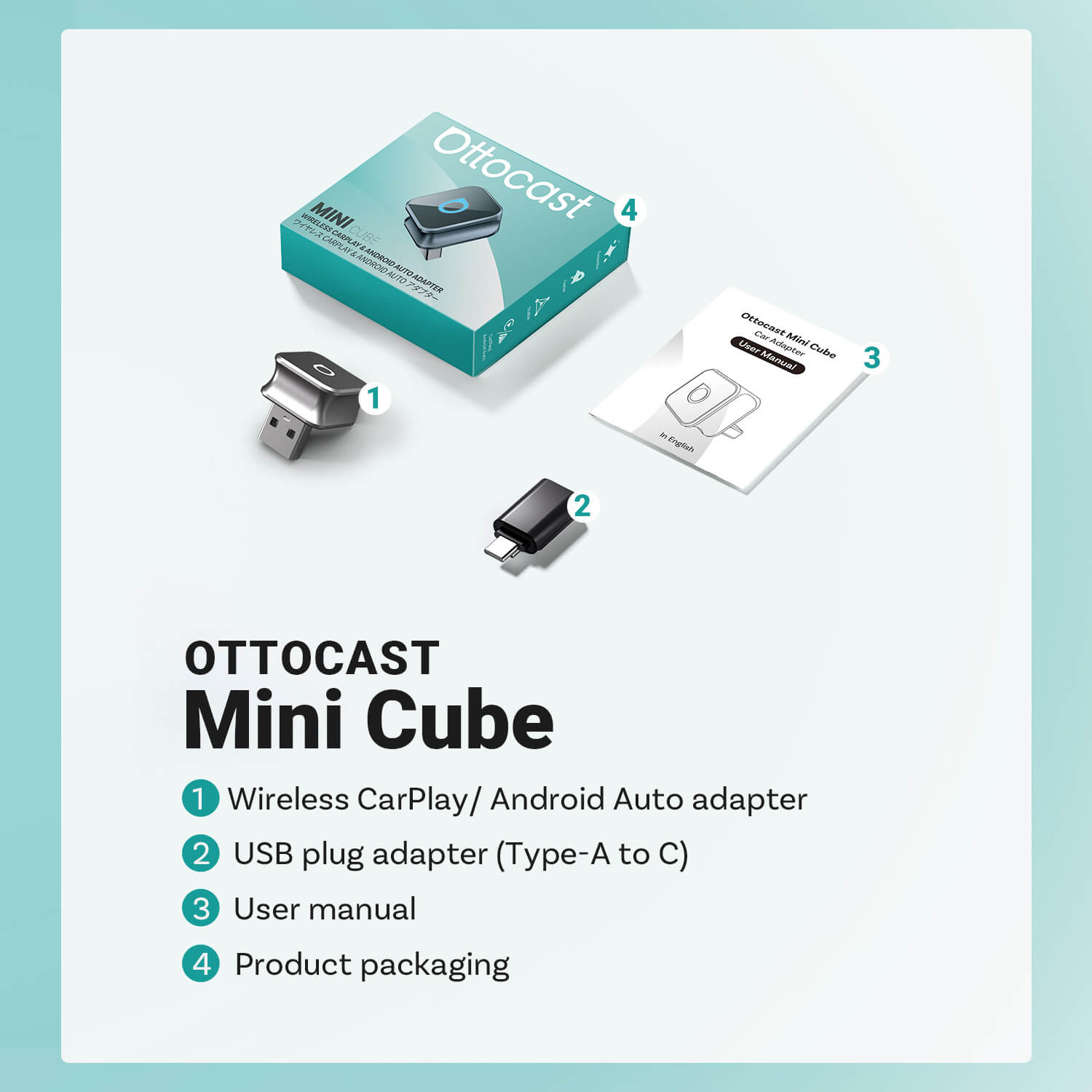 Ottocast Mini 3.0 Ultra Cube wireless CarPlay Android Auto Adapter