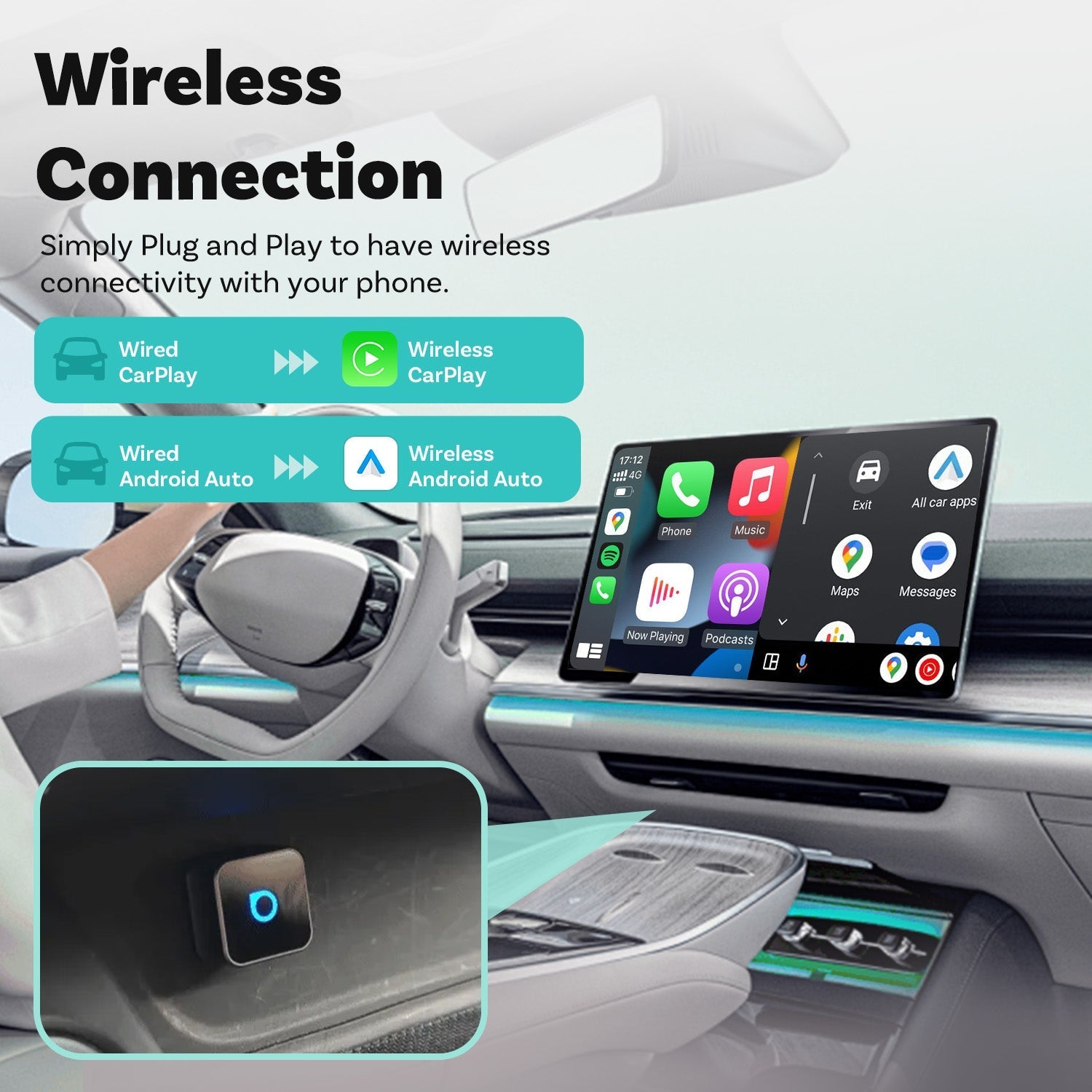 Mini 3.0 Ultra Cube Wireless CarPlay Android Auto Adapter